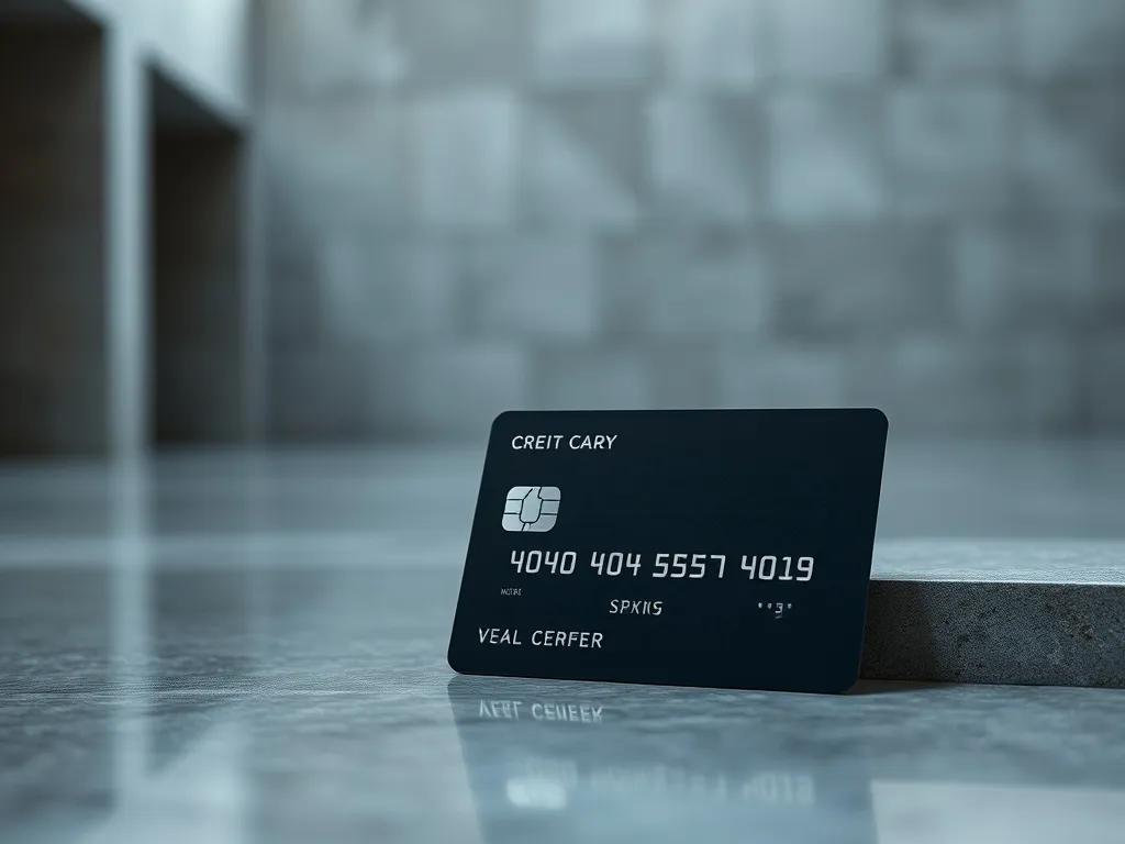 Close-up of a dark professional sleek credit card on a polis