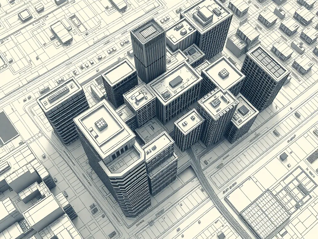 A technical top-down architectural blueprint of a modern cor